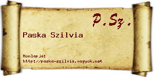 Paska Szilvia névjegykártya